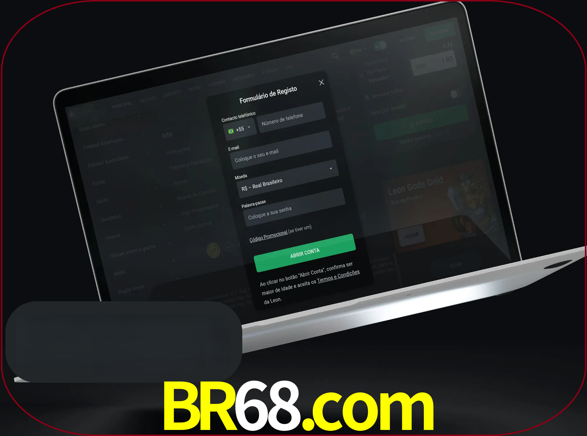 Abra o site da LeonBet e crie sua própria conta.