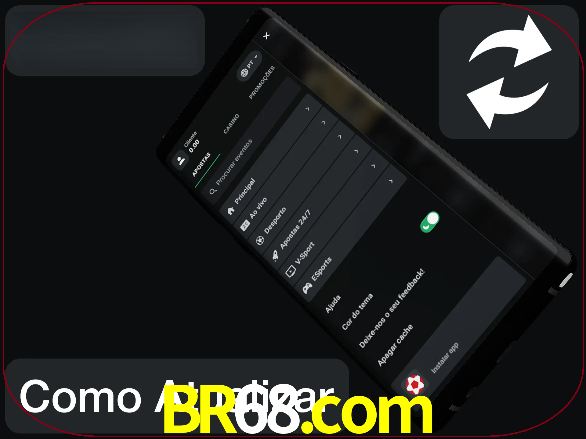 O aplicativo é atualizado automaticamente quando você faz o login.
