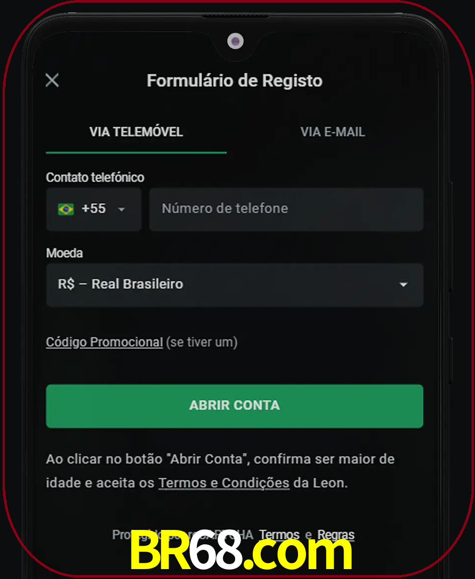 Abra o aplicativo e inicie o processo de registro.