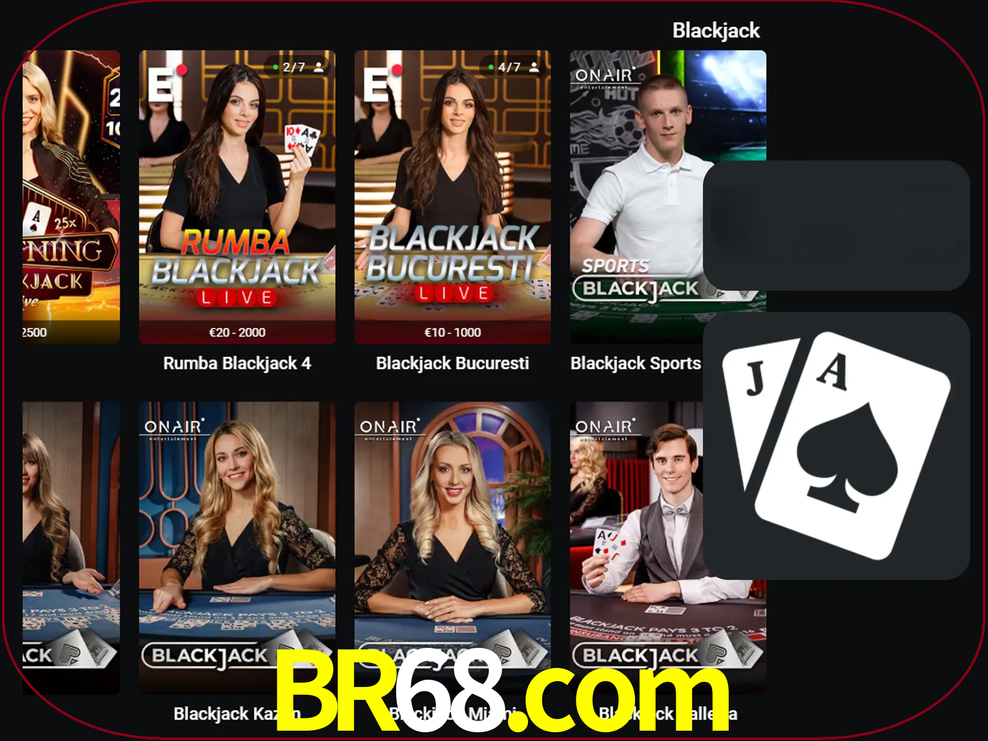Escolha uma mesa completa de jogadores de blackjack.