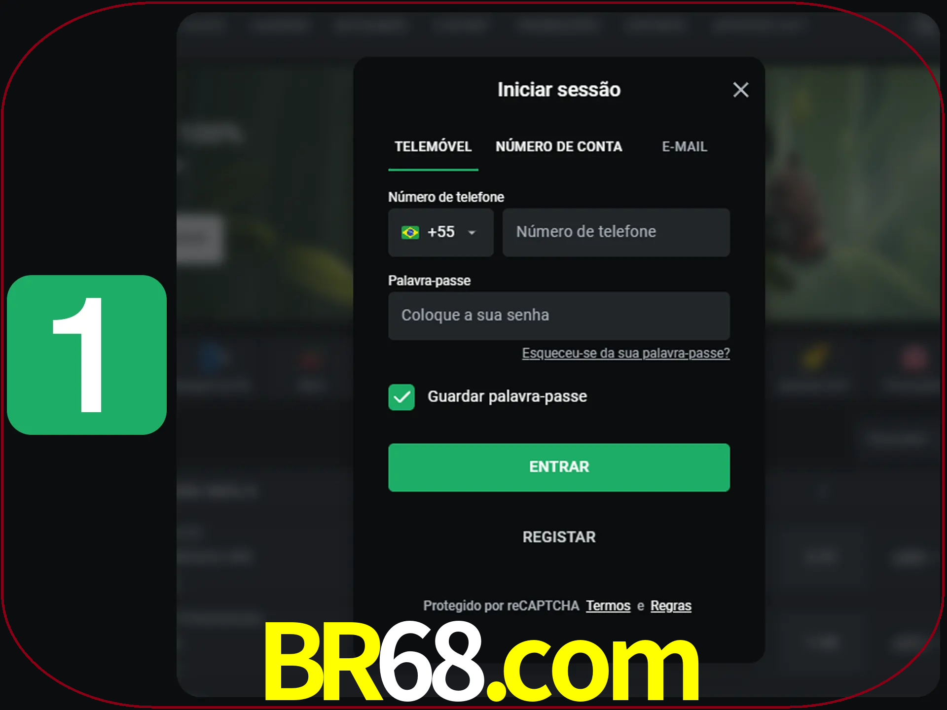 Clique no botão Entrar.